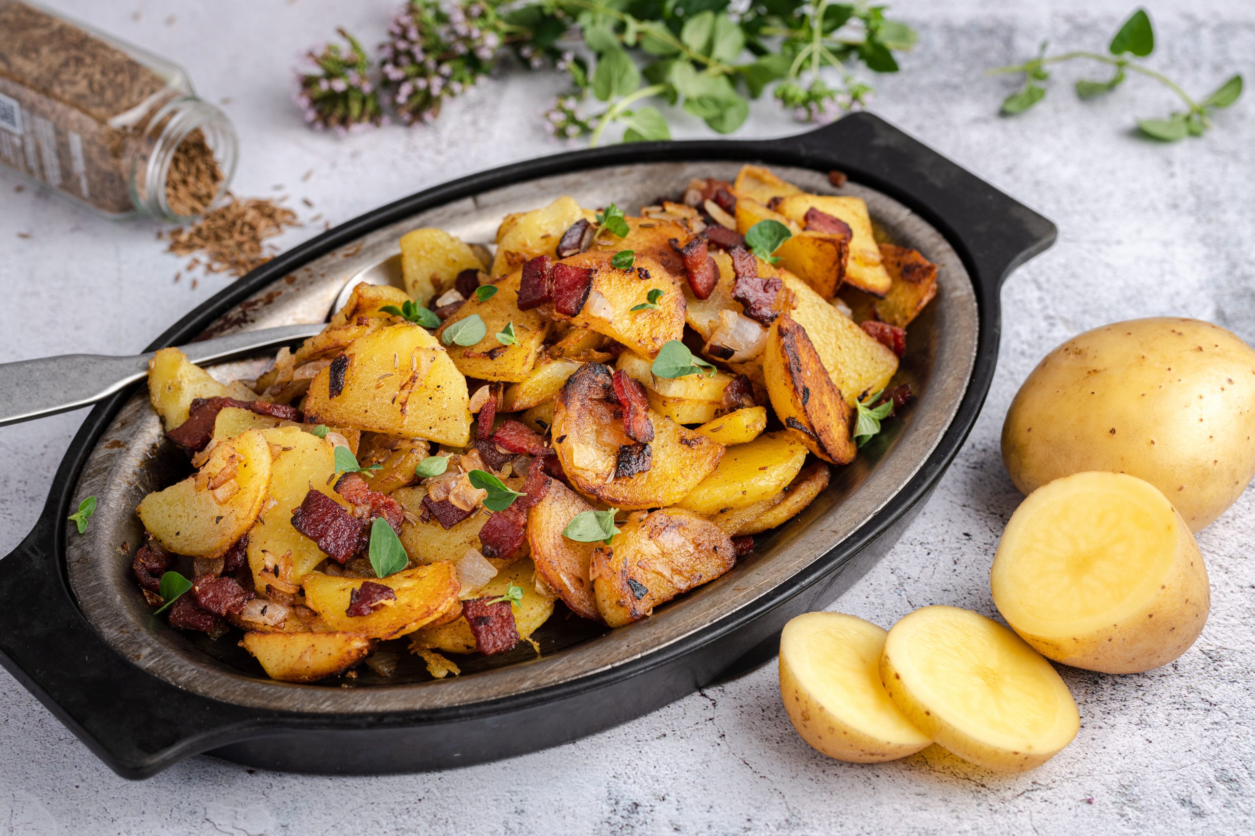 German Fried Potatoes with Bacon and Onions - Potato Glory